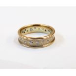 9ct gold and white stone full eternity ring,