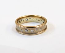 9ct gold and white stone full eternity ring,