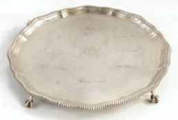 Silver salver by Thomas Bradbury & Sons Ltd, Sheffield 1927,