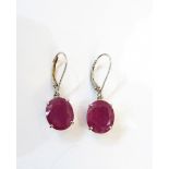 Pair of 9ct white gold and synthetic ruby earrings