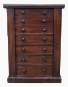 19th century mahogany apprentice/miniature Wellington chest fitted with seven drawers, 39.