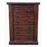 19th century mahogany apprentice/miniature Wellington chest fitted with seven drawers, 39.