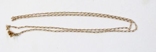 9ct gold chain necklace, elongated curb link, 1.