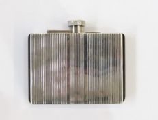 Austrian silver flask, circa 1935, rectangular shaped, striped decoration, marked 935, AKO, 11.