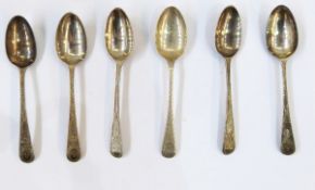 Child's silver fork and spoon, cased, Sheffield 1926 and 1929, scroll decorated,