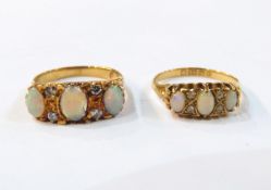 18ct gold, opal and diamond ring,