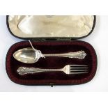 Victorian silver cased fork and spoon, Sheffield 1894, Lee & Wigfull, 2.