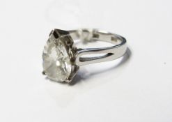 Platinum and diamond pear-shaped solitaire, the diamond 2ct approx, 11mm x 8mm, ring size K/L,