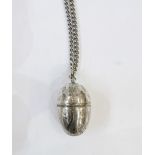 Victorian silver egg-shaped vinaigrette, strapwork engraved, Birmingham J 1858, maker's mark A&S,