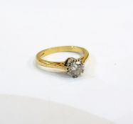 18ct gold solitaire diamond ring, stone approx 0.