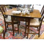 19th Century mahogany Pembroke table, curved corners, single end drawer with ring handles,