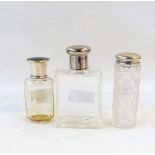Silver and tortoiseshell lidded glass perfume bottle,