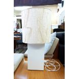 Mid to late 20th century white lacquered column table lamp with cream shade,