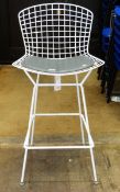 Harry Bertoia bar stool, white-coated steel with mesh back and seat,