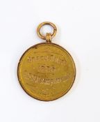 9ct gold 1925 Championship medallion inscribed, approx 6g,