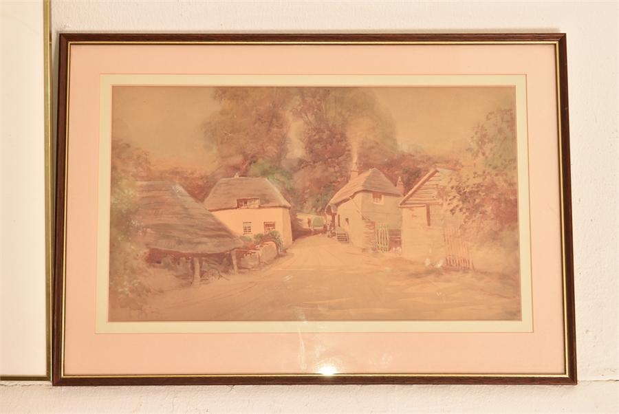 A Village Scene Watercolour