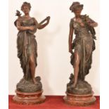 A Pair of Female Classical Spelter Figures