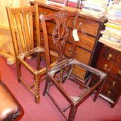 A 19th century mahogany splat back side chair and an oak side chair (2)