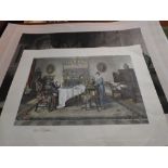 Three large unframed prints including the landing of the pilgrim fathers in America engraved by W H
