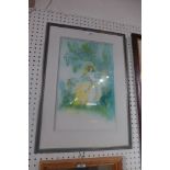 A French lithograph fantasy scene, signed in pencil Amandine Dore,