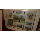 A set of three hand coloured prints 'Sketches on the River Congo' in gilt frames