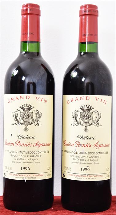 Two bottles of Château Ludon Pomies Agassac 1996