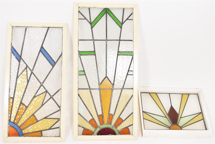 Three Art Deco Stained Glass Windows - Image 2 of 3