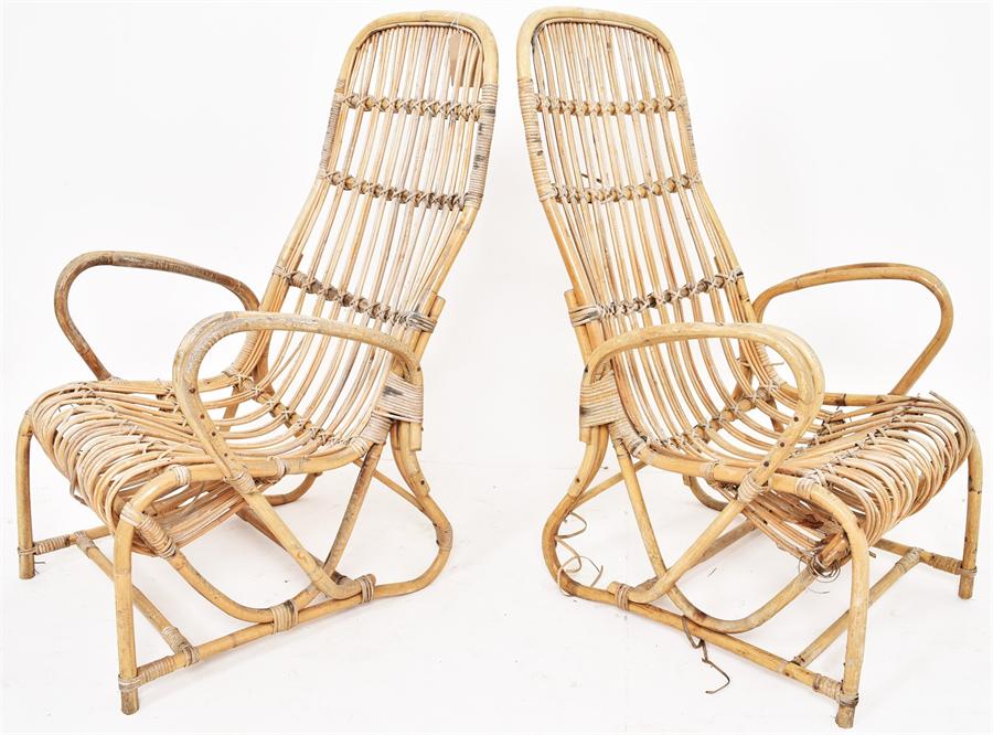 A pair of 1950s Vintage bamboo armchairs and table - Image 2 of 5