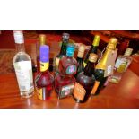 A collection of various spirits, liqueur