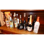 A collection of various spirits, liqueur