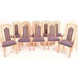 A Set of Ten Light Oak Dining Chairs