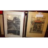 Four signed lithograph of French street