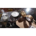 A Rotary wristwatch and a silver pocket watch and two strapless watches