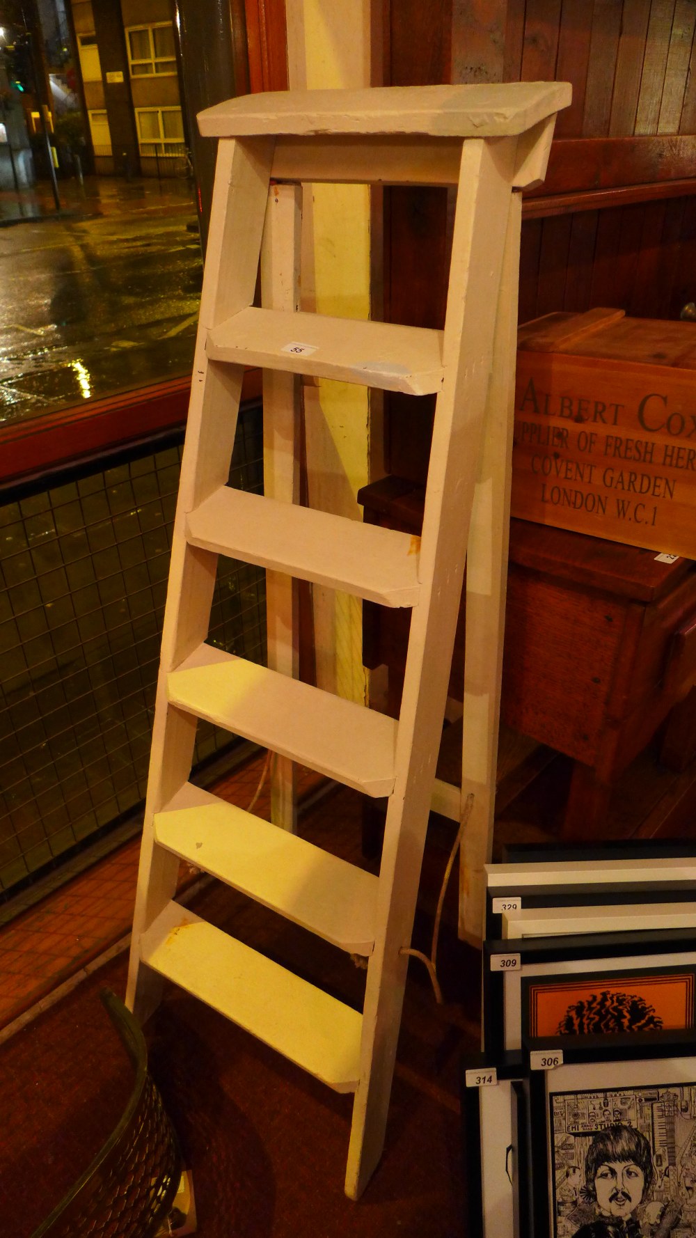 A painted pine step ladder