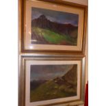 Two Italian pastel landscapes depicting mountainous scenes by the same artist, signed