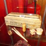 A collection of ivory items including an Indian rectangular box, a Chinese snuff bottle and other