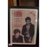 A glazed and framed art print Musical Express magazine featuring The Sex Pistols 33 x 43cm