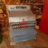 A vintage grey painted metal cash register made by 'Gross'