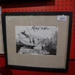 A hand signed in ink Ralph Steadman print from the Alice through the looking glass series.