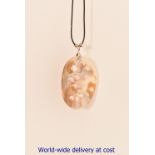 A Russian oval mother of pearl pendant o