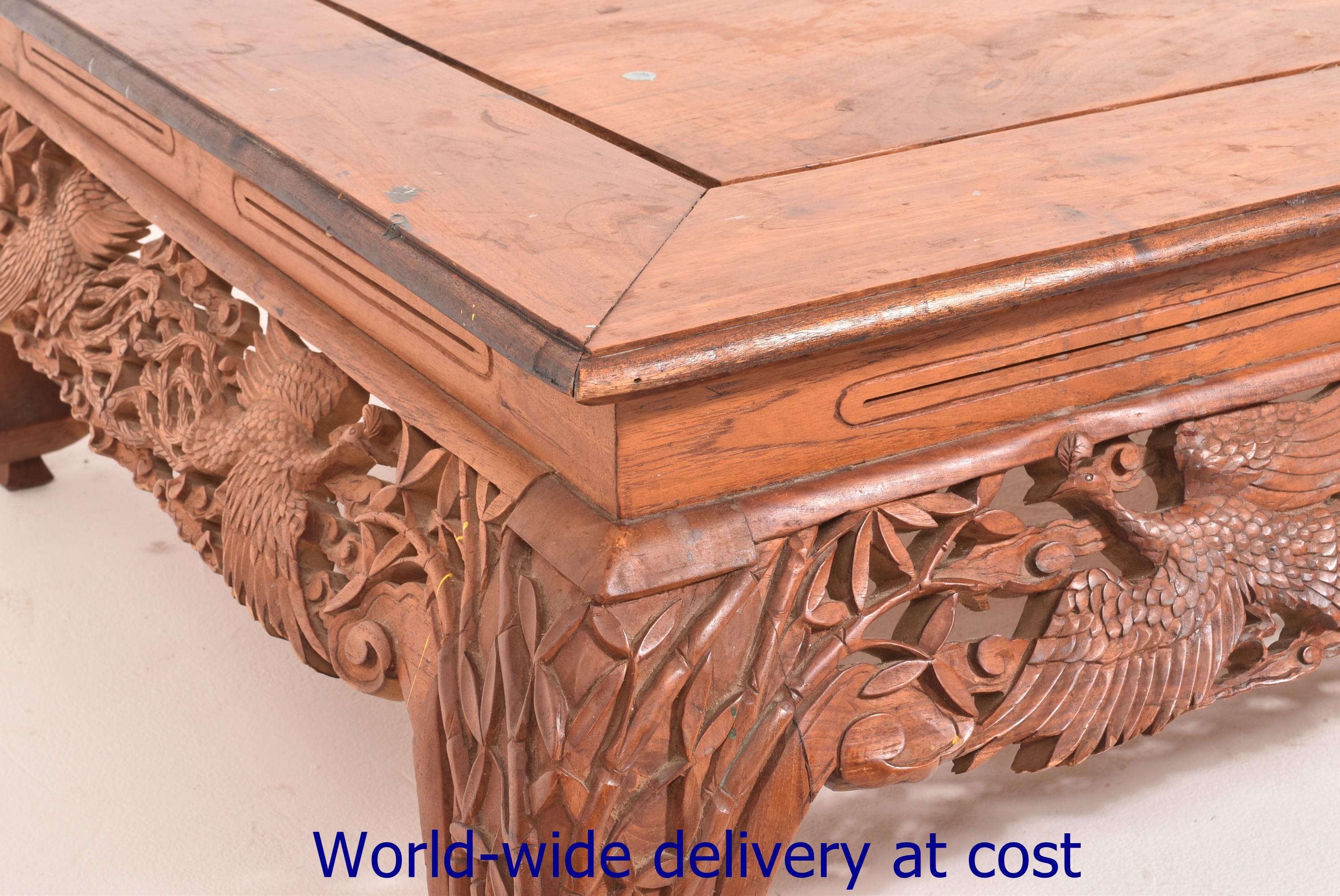 A 20th Century Chinese teak low table, t - Image 3 of 6