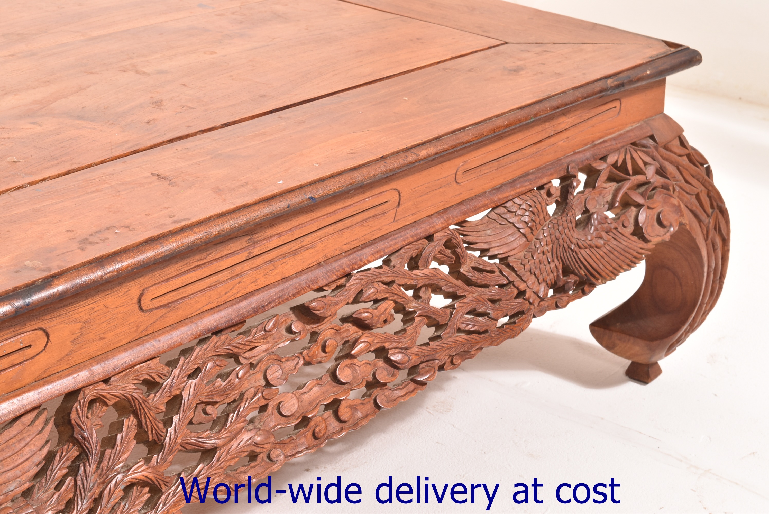 A 20th Century Chinese teak low table, t - Image 4 of 6