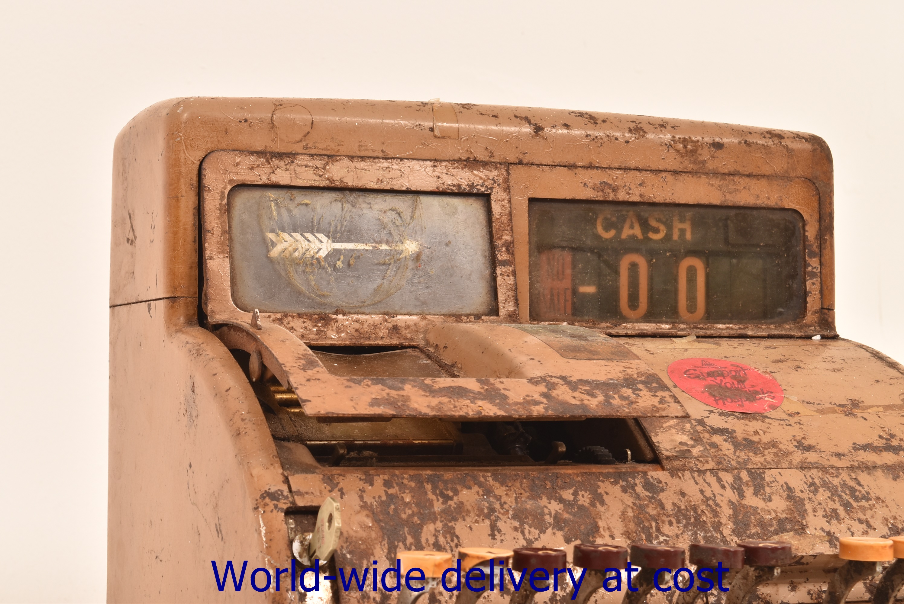 A vintage brown painted metal cash register - Image 3 of 4