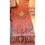 A fine central Persian Kashan carpet 292 x 208cm central double pendent floral medallion with