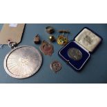 A collection of Masonic items featuring a number of 9ct gold items,