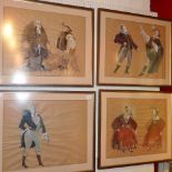 A set of four Bromwen Cassen mixed media theatrical studies,