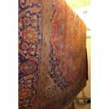 A fine central Persian Kurk Kashan rug 216 x 140cm central double pendent medallion with repeating