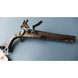 A Scottish steel flintlock pistol with flared octagonal muzzle, notch rear sight,