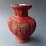 A Chinese Cinnabar lacquer style vase