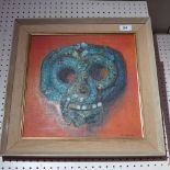 SOLD IN TIMED AUCTION An unusual oil of a monkey skull,